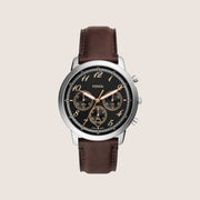 Fossil Mens Neutra Black Chronograph Leather Watch FS6024