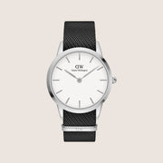 Daniel Wellington Mens Iconic Silver White Dial Textile Strap 40mm Watch DW00100677