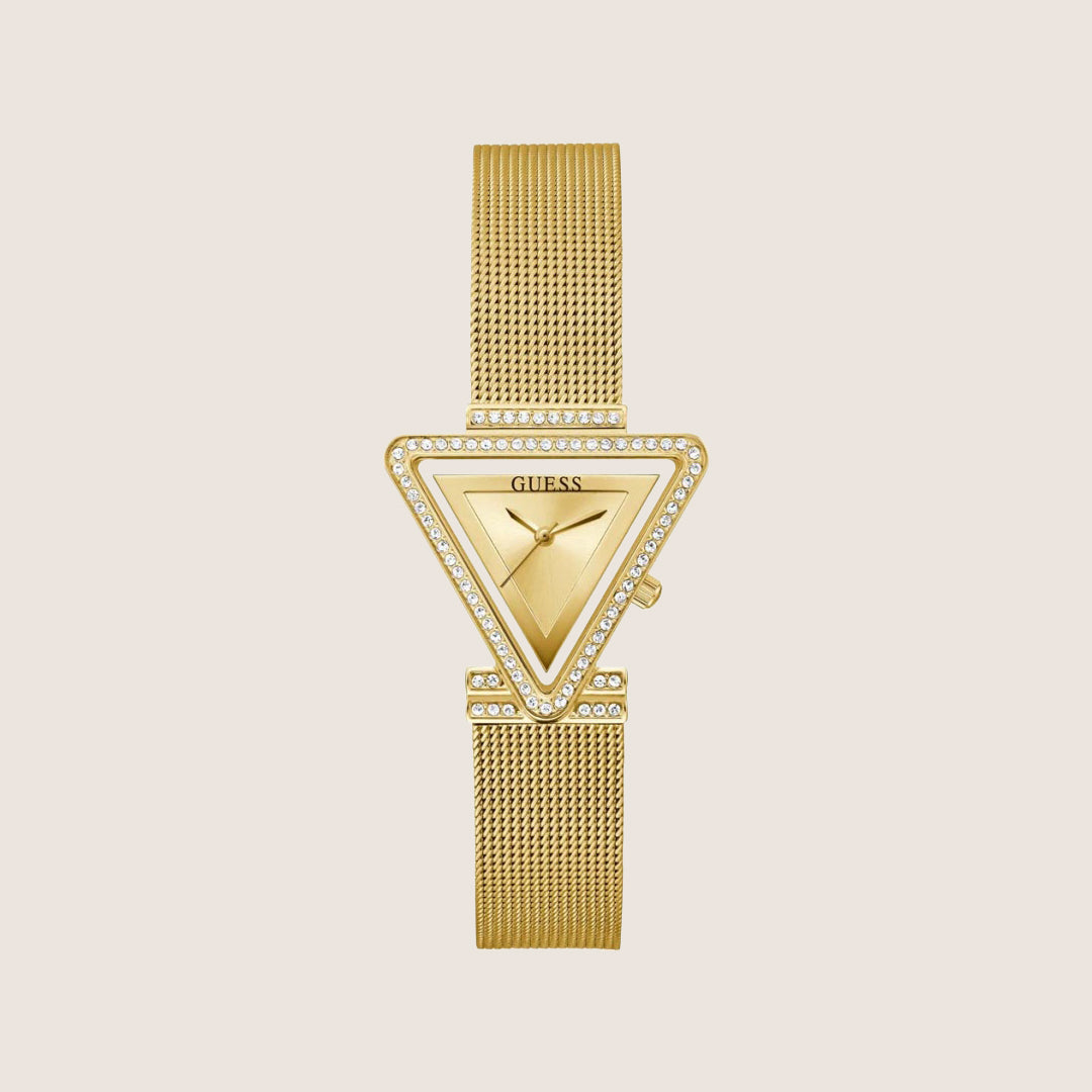 Guess Women's Fame Watch Crystals-Set Gold Dial GW0508L2