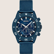 BOSS Men's Blue Dial Textile Strap Quartz Watch 1513919