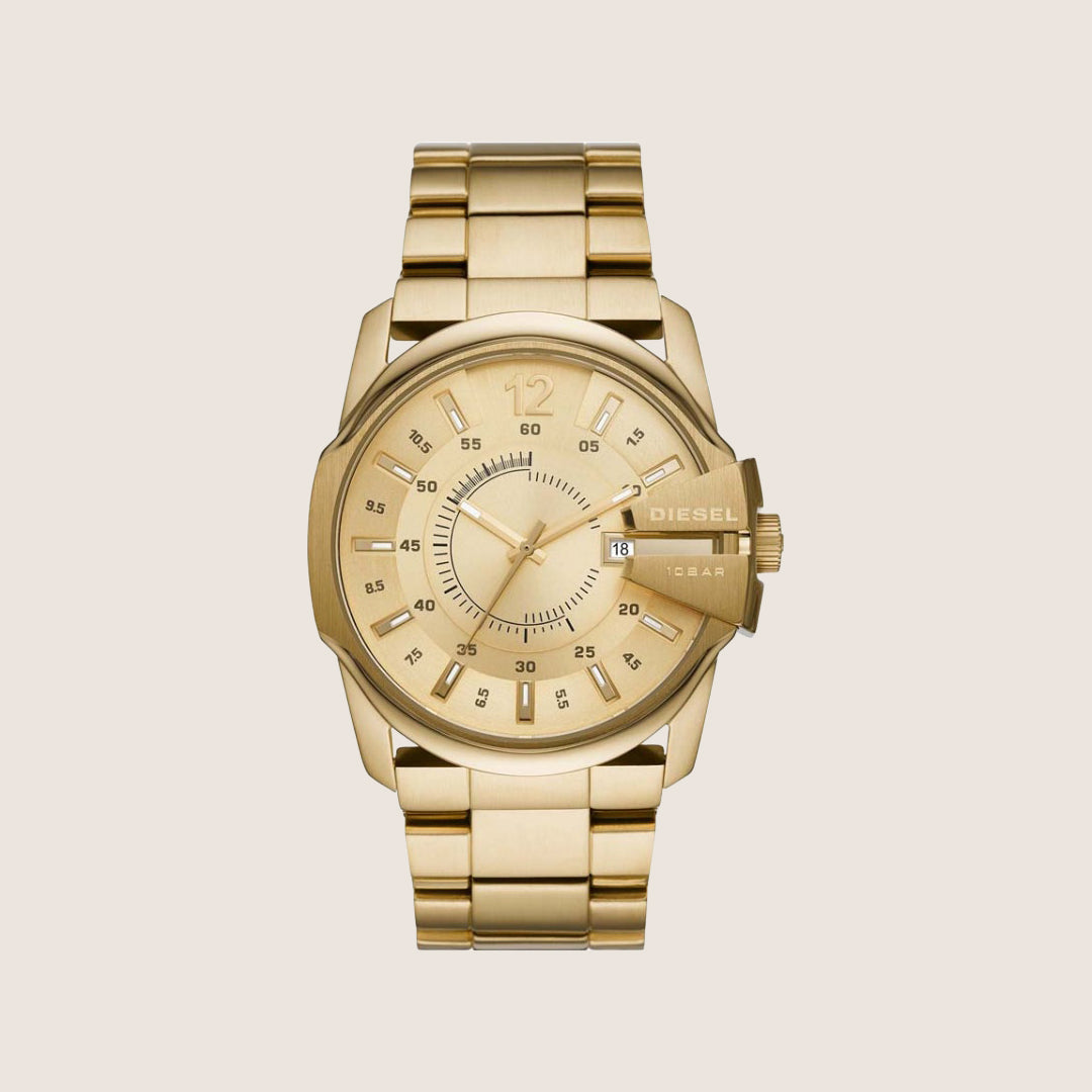 Diesel Mens Master Chief Gold Dial Gold Steel Bracelet Watch DZ1952