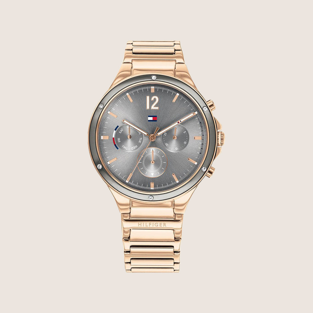 Tommy Hilfiger Women's Eve Rose Gold Case Grey Dial Steel Bracelet 1782277