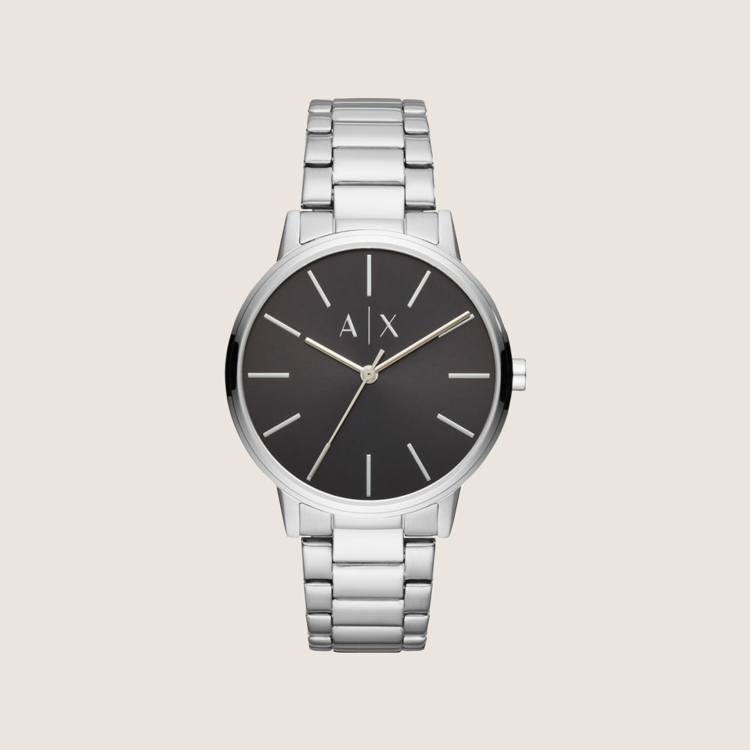 Armani Exchange Men's Dress Watch Silver Dial Silver Steel Bracelet AX2700