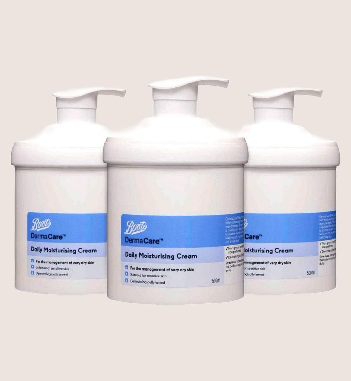 Boots Derma Care Daily Moisturising Cream 3 Pack Bundle 500ml 3 x 500ml