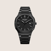 Rotary Mens Heritage All-Black Octagon Stainless Steel Bracelet Watch RGB10020-04