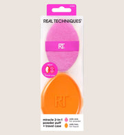 Real Techniques 2 In 1 Powder Puff & Case Set Dual-Ended