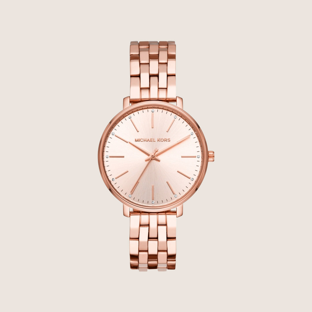 Michael Kors Women's Pyper Clear Stone-Set Rose Gold Dial Watch MK3897