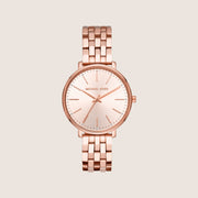 Michael Kors Women's Pyper Clear Stone-Set Rose Gold Dial Watch MK3897
