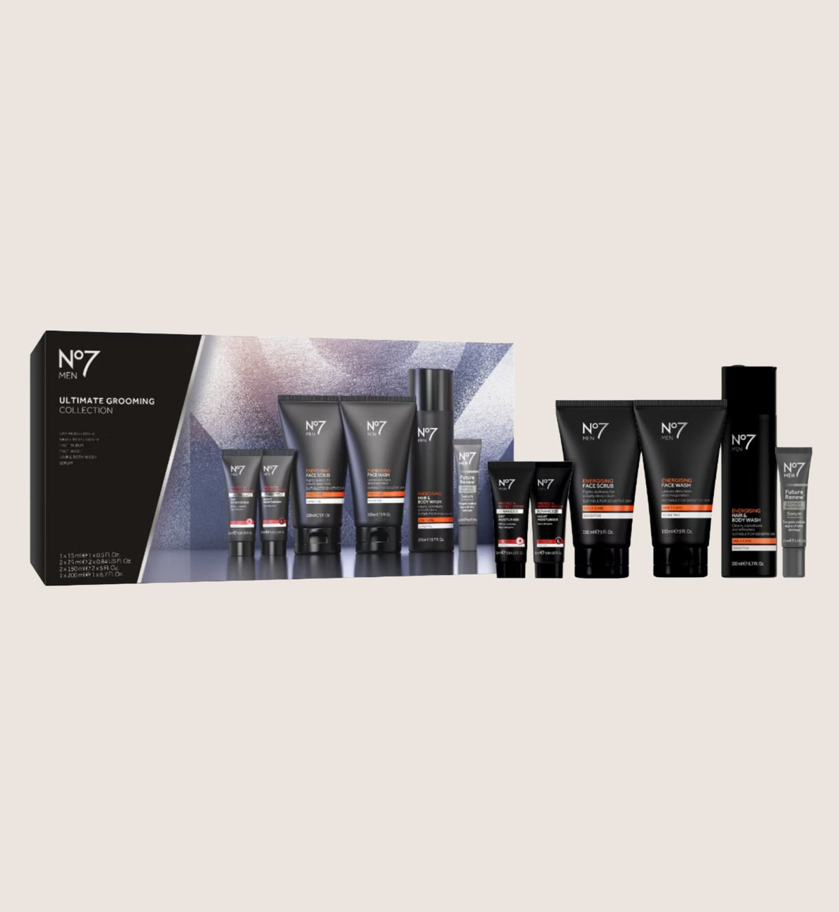 No7 Men Ultimate Grooming Collection Gift Set - 6 Piece Cleanse, Exfoliate & Moisturise Routine