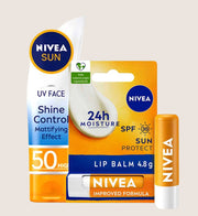 NIVEA SUN UV Face Shine Control & NIVEA SUN Lip Balm Bundle Sun Cream & Lip Balm Set