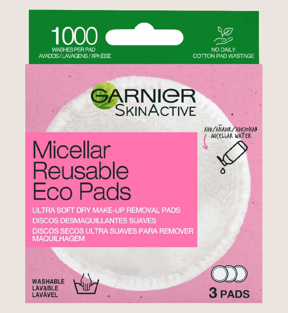 Garnier Micellar Reusable Make-up Remover Eco Pads, 3 Micro Fibre Pads