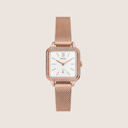 Fossil Women's Colleen Rose Gold Square Crystal Bracelet Analogue Watch BQ3971
