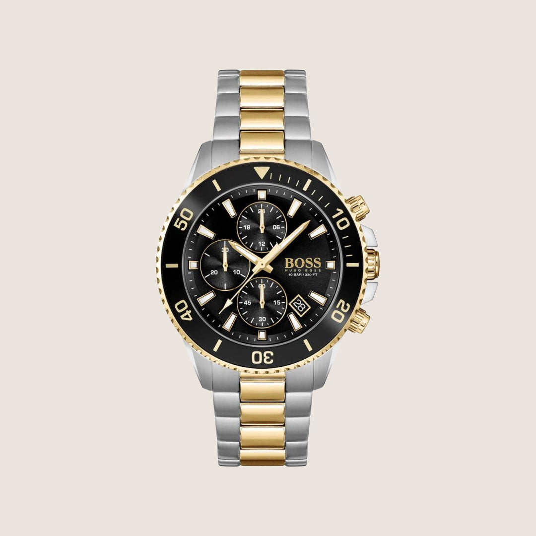 BOSS Men's Chronograph Black Dial Two-Tone Bracelet Watch 1513908