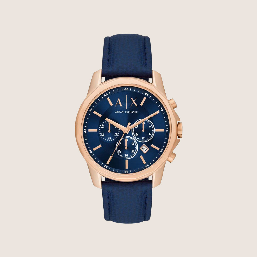 Armani Exchange Men's Sport Watch Blue Dial Blue Leather Strap AX1723