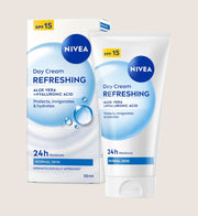 NIVEA 24H Moisture Refreshing Day Cream with Vitamin E for Normal Skin SPF15 50ml