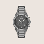 BOSS Men's Chronograph Gunmetal Dial Tachymeter Bracelet Watch 1514005