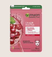 Garnier Ultralift Anti Ageing Radiance Boosting Face Sheet Mask Vegan and Cruelty free Vegan Formula 28g