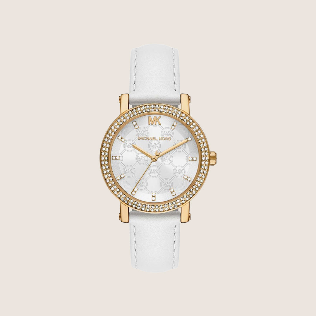 Michael Kors Women's Corey Clear Stone-Set White Dial Watch MK7551