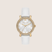 Michael Kors Women's Corey Clear Stone-Set White Dial Watch MK7551