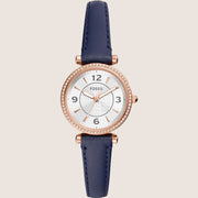 Fossil Carlie Blue Leather Strap Watch ES5295