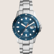 Fossil Men's Blue Dive Blue Dial Silver Bracelet Watch FS6050