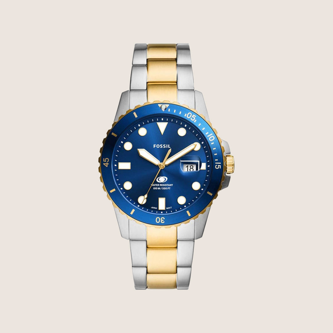 Fossil Mens Blue Dive Blue Dial Steel Watch FS6034