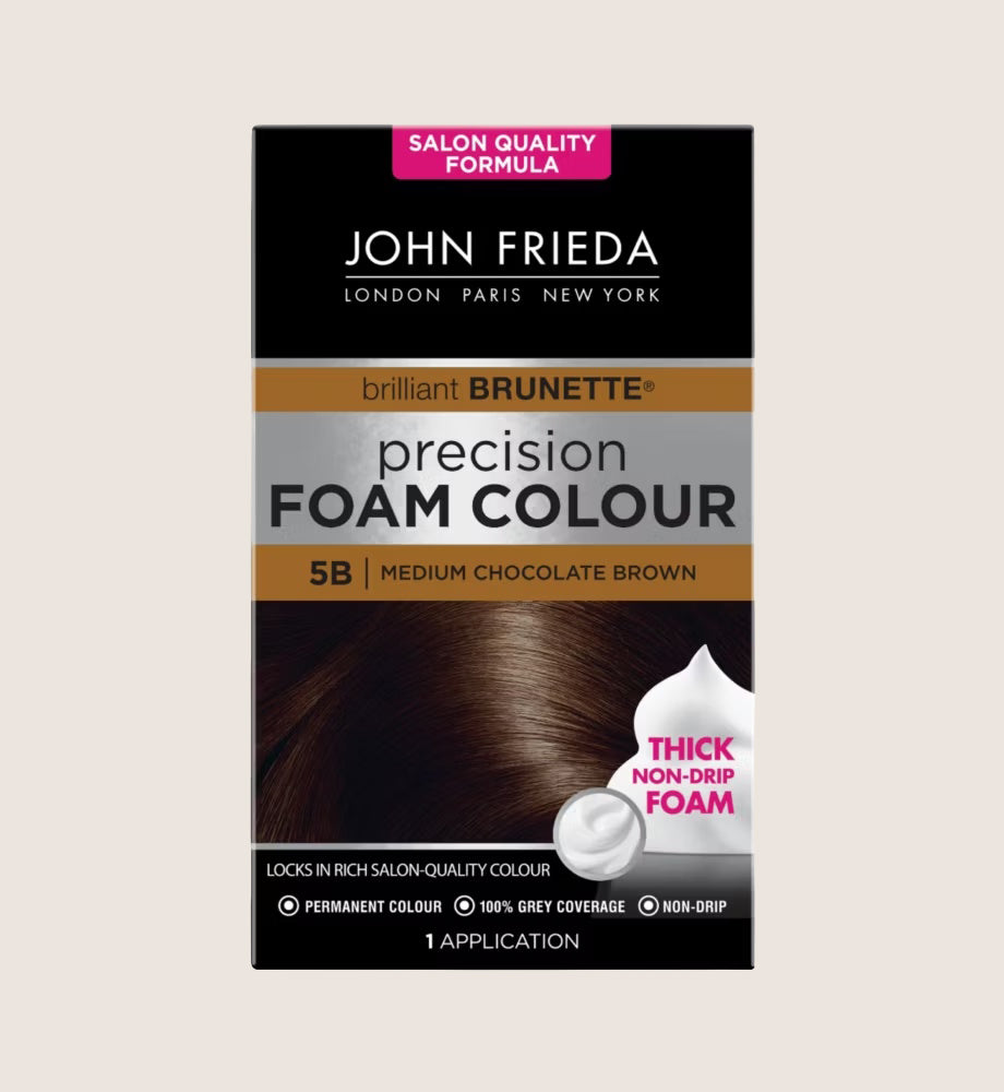 John Frieda Precision Foam Colour 5B Medium Chocolate Brown Permanent Hair Dye Color Care 130ml