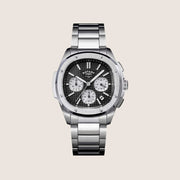 Rotary Mens Apex 100 Chronograph Black Dial Silver Bracelet Sport Watch RGB10027-04