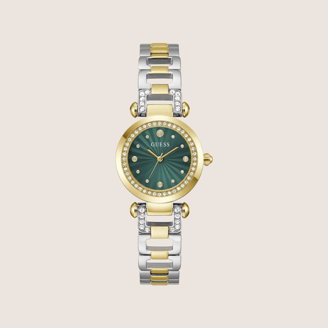 Guess Women's Ginger Watch Crystal-Set Green Dial GW0869L1