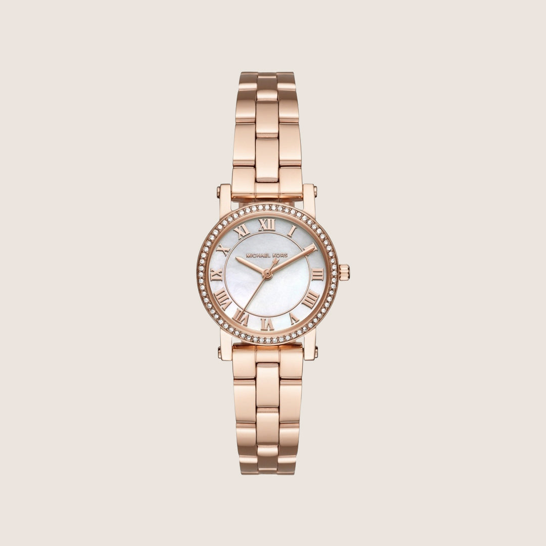 Michael Kors Women's Norie White Dial Rose Gold Case Watch MK3558