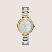 Fossil Women's Karli Gold Mother-of-Pearl Crystal Bracelet Analogue Watch BQ3884