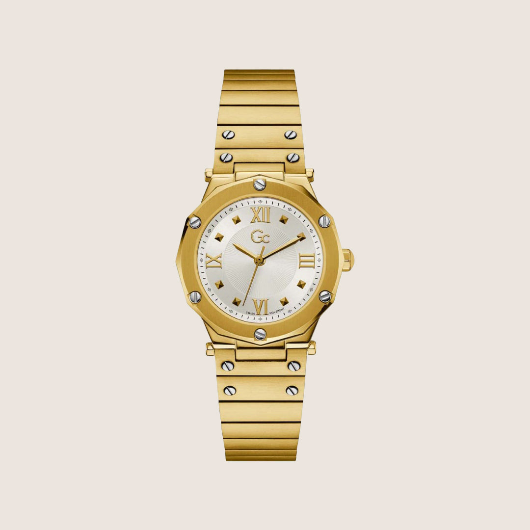 GC Ladies Spirit Lady Gold Bracelet Silver Dial Sport Chic Watch Y60004L1MF