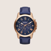 Fossil Mens Grant Blue Chronograph Watch FS4835