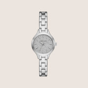 Michael Kors Women's Aspyn Clear Stone-Set Silver Dial Watch MKO1088