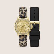 Guess Women's Crown Jewel Watch and Strap Gift Set Watch Crystal-Set Gold Dial GW0660L2