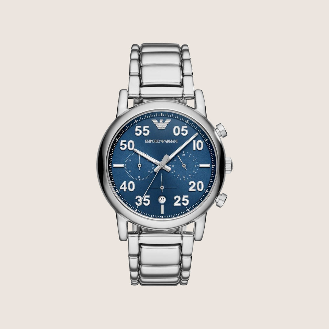 Emporio Armani Men's Watch Blue Dial Silver Steel Bracelet AR11132