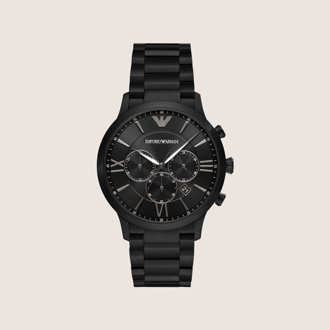 Emporio Armani Men's Watch Black Dial Black Steel Bracelet Trendy AR11349