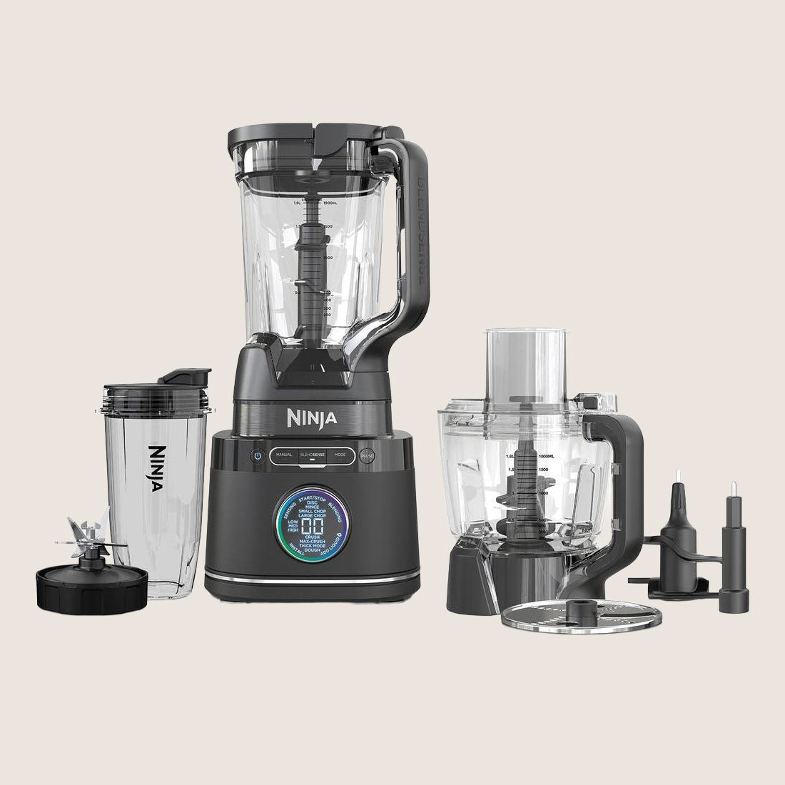 Ninja Detect Power Pro TB401UK Blender & Food Processor 1200W 1.9L with 6 Accessories - Black
