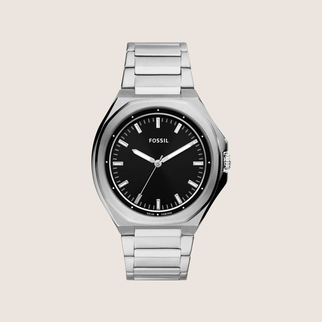 Fossil Mens Evanston Black Dial Steel Watch BQ2765