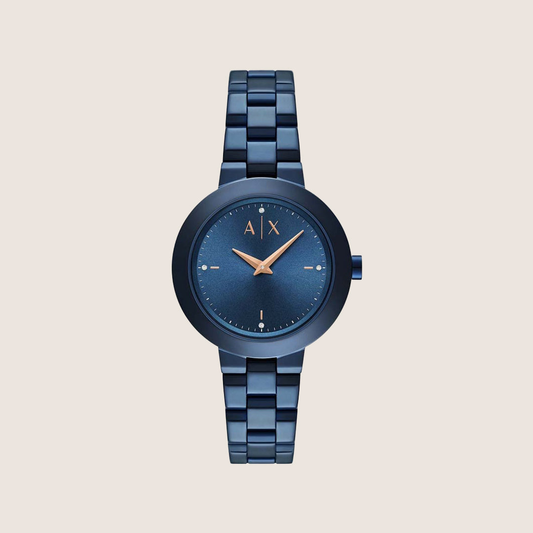 Armani Exchange Women's Dress Watch All-Blue Bracelet Japan Movement AX5175