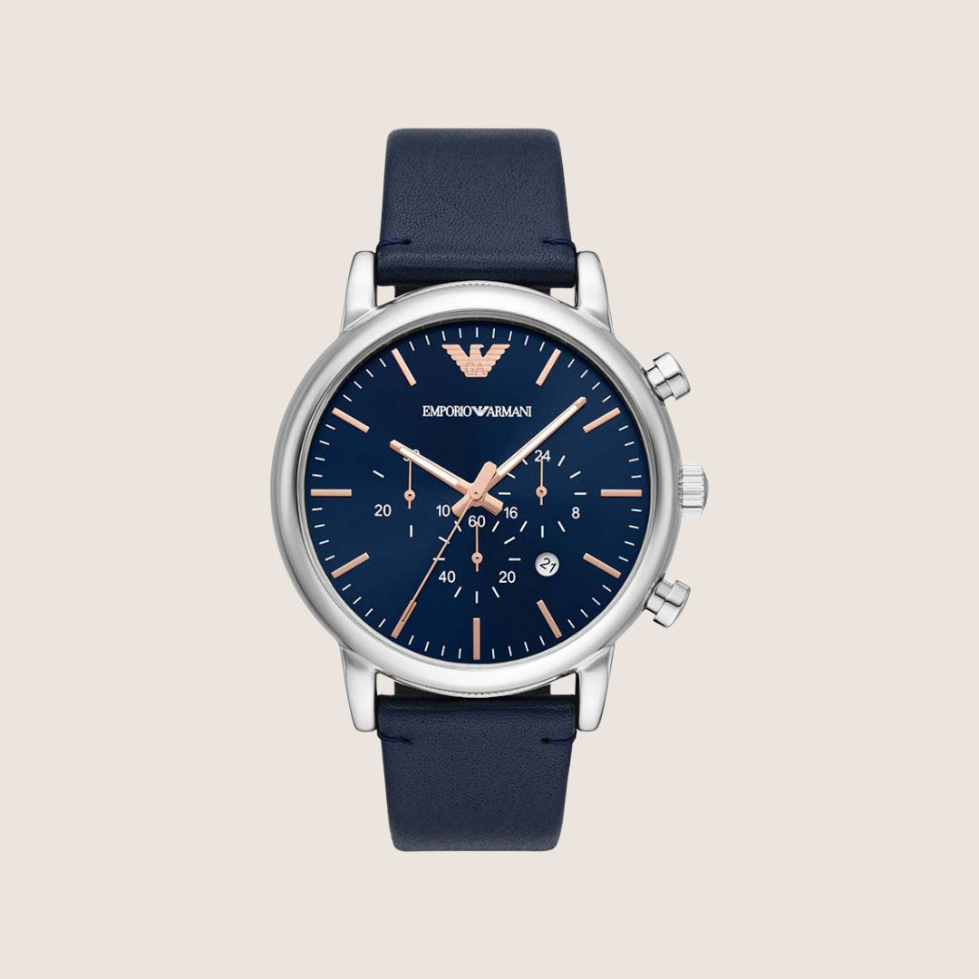 Emporio Armani Men's Watch Blue Dial Blue Leather Strap AR11451