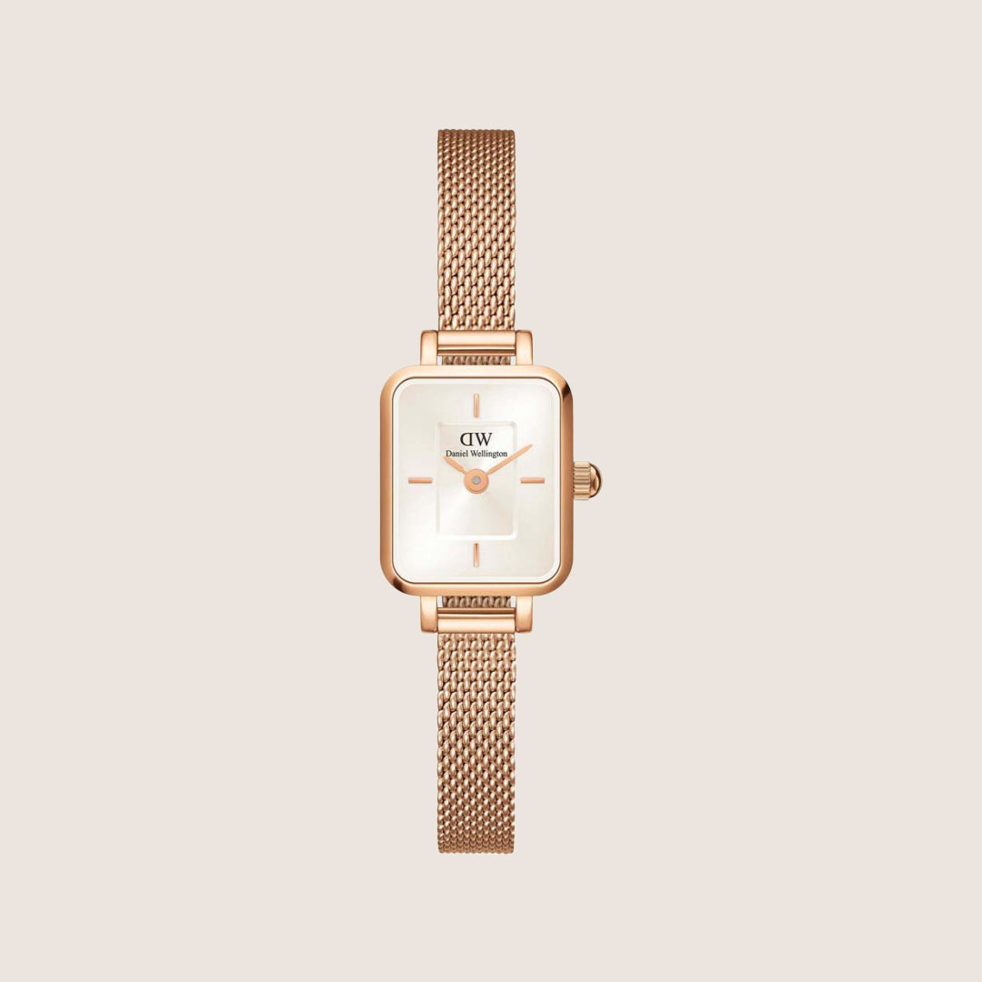 Daniel Wellington Women's Quadro Micro Rose Gold Champagne Dial Watch DW00100651