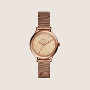 Fossil Women's Laney Rose Gold Mother-of-Pearl Crystal Bracelet Analogue Watch BQ3392