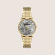 Armani Exchange Women's Dress Watch Gold Moonphase Grey Dial AX5586