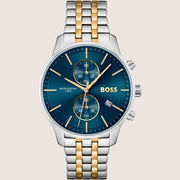 BOSS Men's Associate Chronograph Blue Dial Two-Tone Steel Watch 1513976
