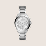 Fossil Women's Modern Courier Silver Chronograph Bracelet Analogue Watch BQ3035