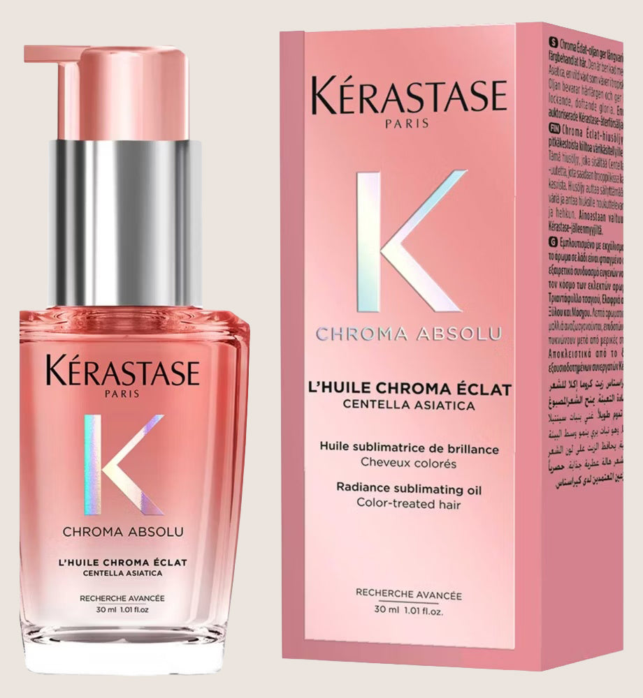 Kérastase Chroma Hair Oil Huile Chroma Éclat Bottle, for Fine to Medium Hair with Amino Acid & Lactic Acid Nourishing Oil 30ml