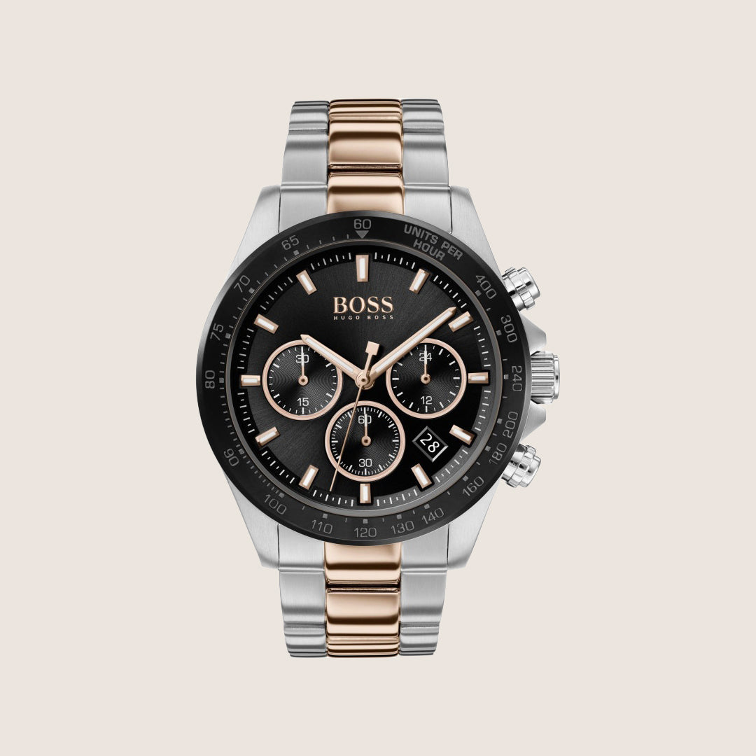 BOSS Men's Chronograph Black Dial Two-Tone Bracelet Watch 1513757