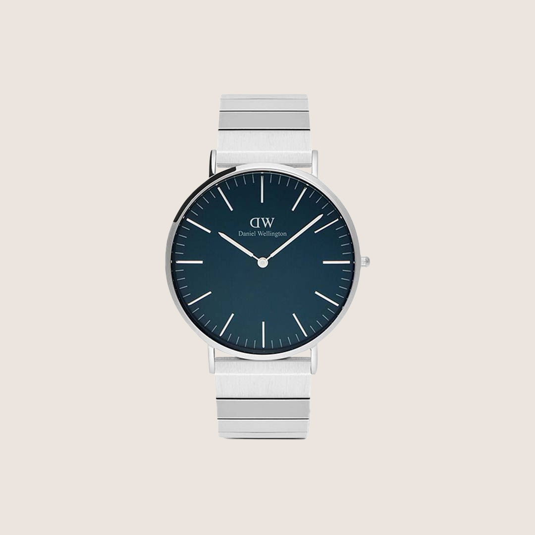 Daniel Wellington Mens Classic Piano Silver Blue Dial 40mm Watch DW00100...