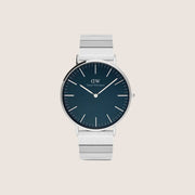 Daniel Wellington Mens Classic Piano Silver Blue Dial 40mm Watch DW00100...
